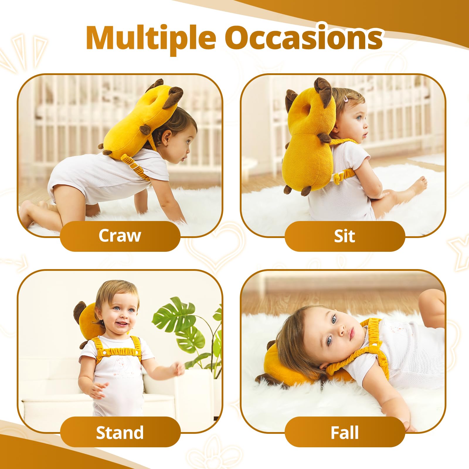 Ianul Baby Head Protector Backpack chest strap secures the harness during play.