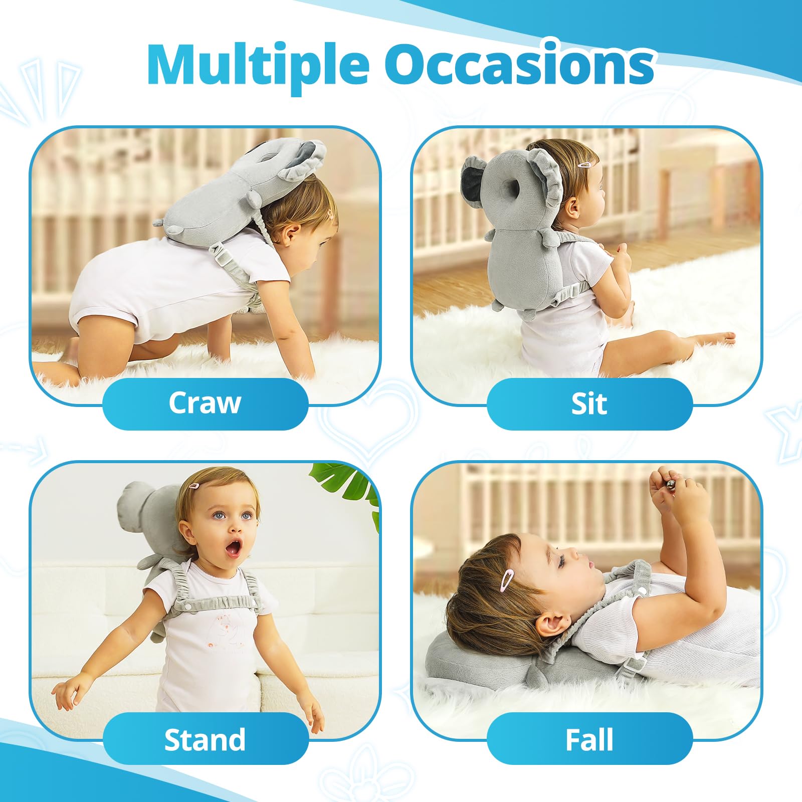 Ianul Koala lightweight safety harness supports free movement during play.