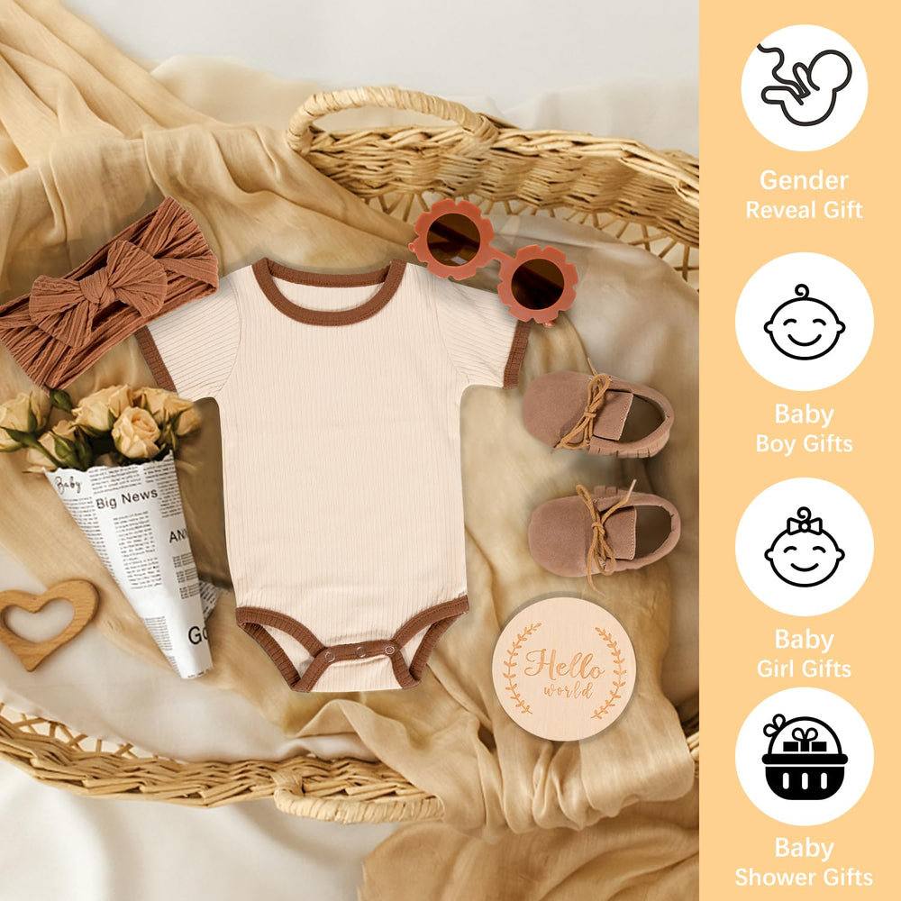 iAOVUEBY hello world milestone card—personal message for baby memories