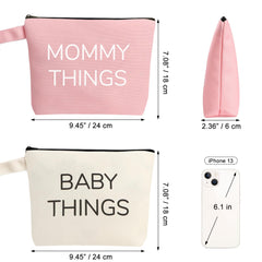 iAOVUEBY Baby Things canvas pouch keeps baby items organized during outings.