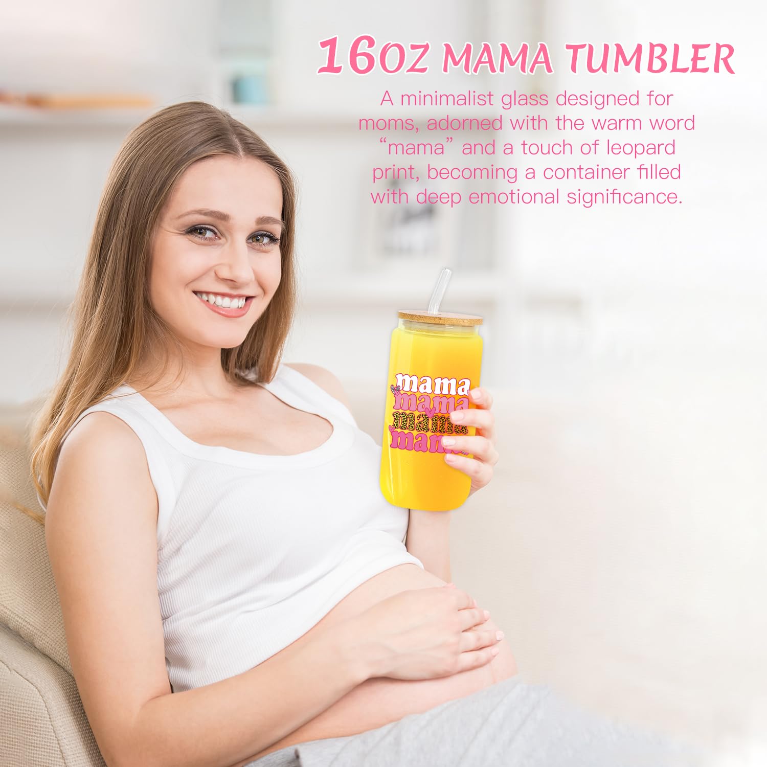 iAOVUEBY mama 16oz glass cup showcases sturdy drinkware for every postnatal day