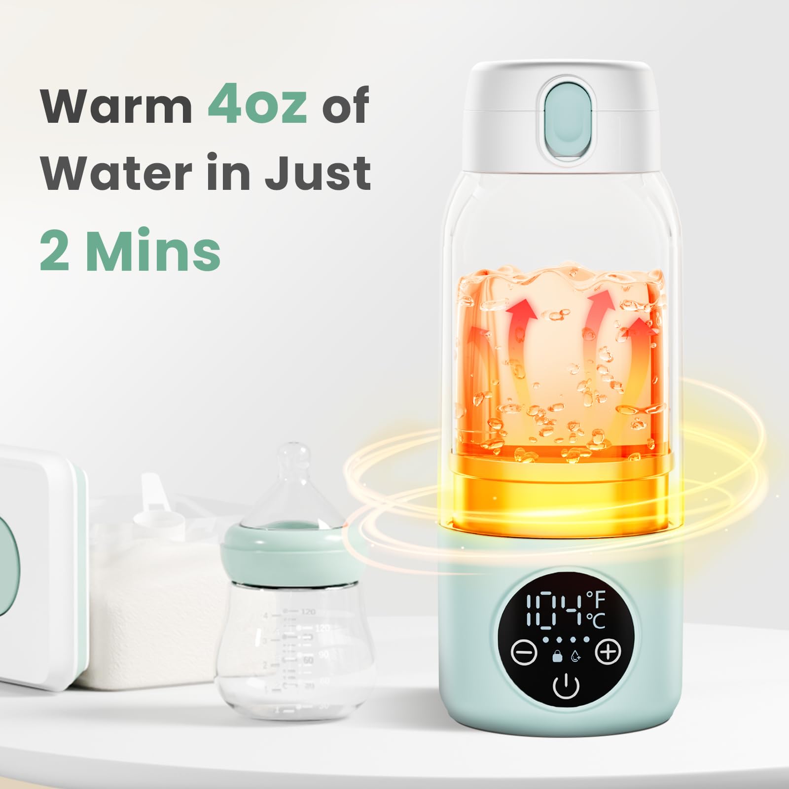 Iarha 17oz bottle with warmer showcases large capacity for travels and feeds.