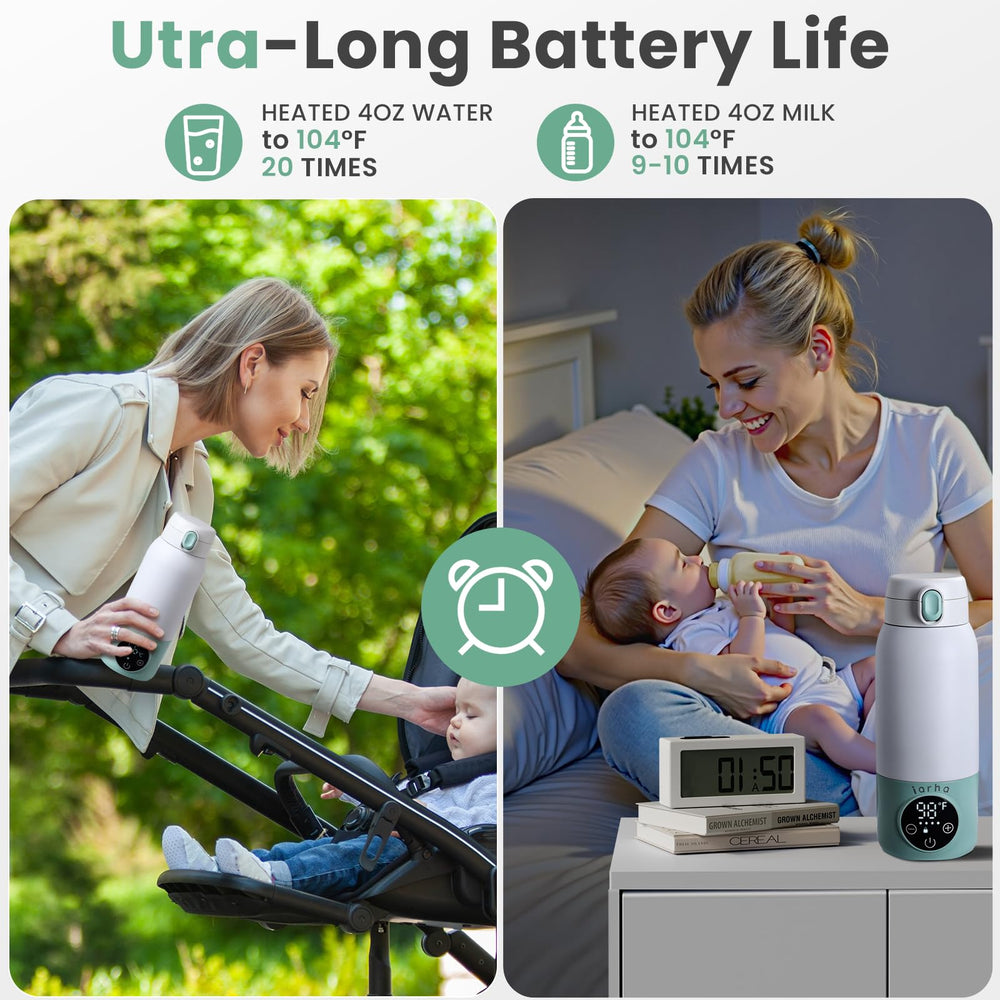 Iarha warmer delivers fast heating for quick feeds during trips.