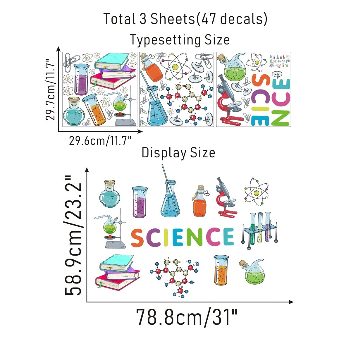 IARTTOP chemical-flasks wall sticker creates colorful engaging science display