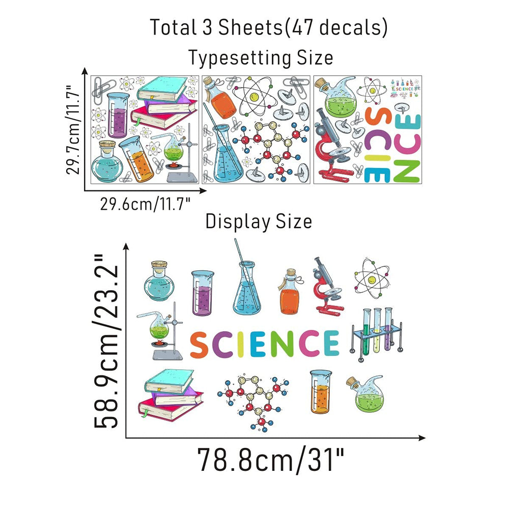 IARTTOP chemical-flasks wall sticker creates colorful engaging science display