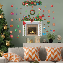 IARTTOP fireplace decal with gifts and candles adds a festive focal point.