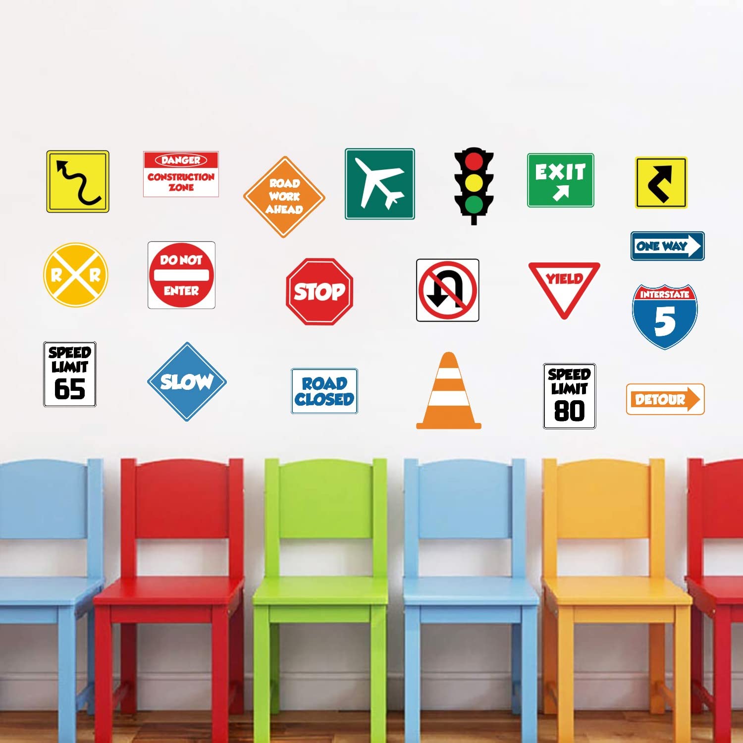 IARTTOP road signs wall decal yield sign—helps early recognition in a colorful setup