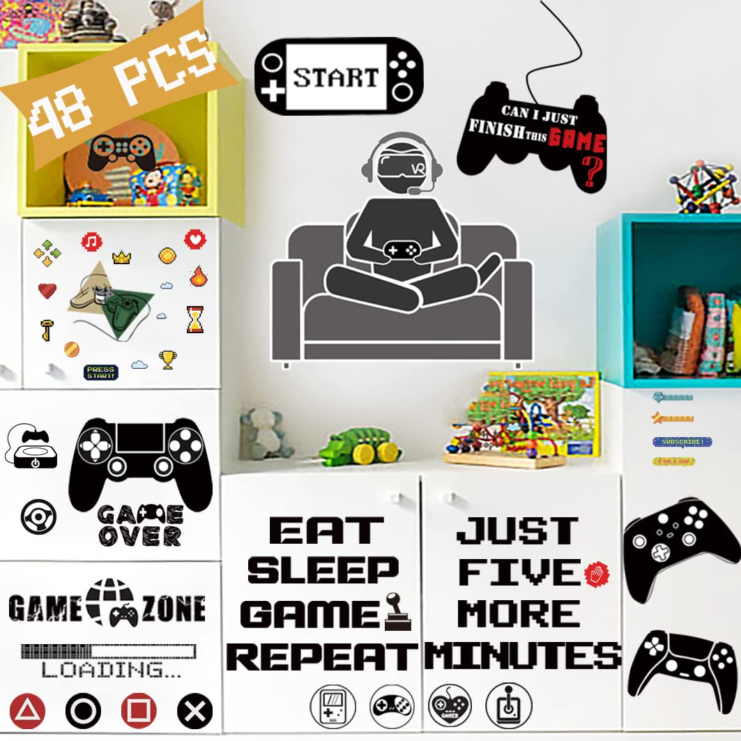 IAXSEE controller-pattern stickers provide a dynamic focal point on walls.