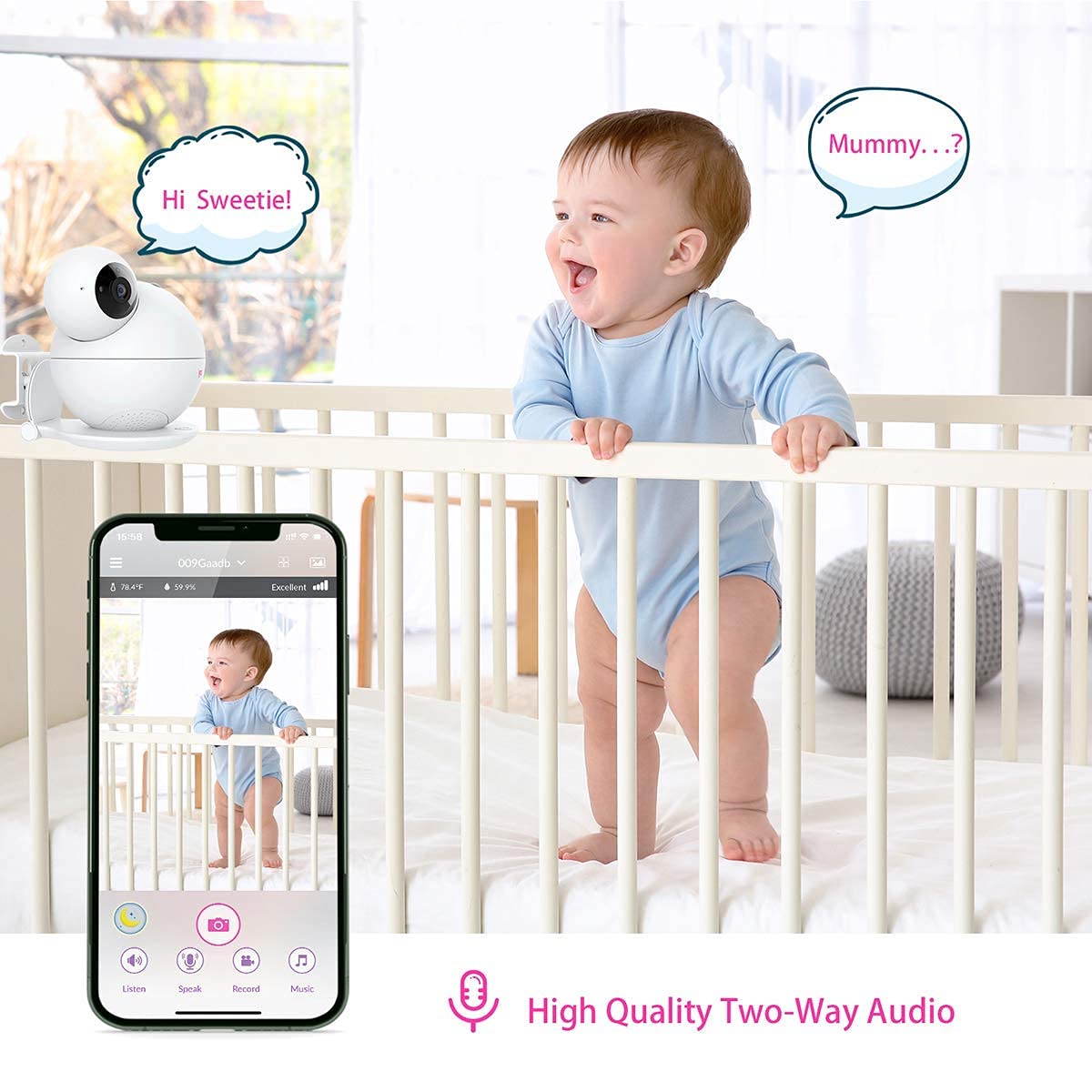 iBaby M8 cloud storage keeps alert images/videos accessible anytime.