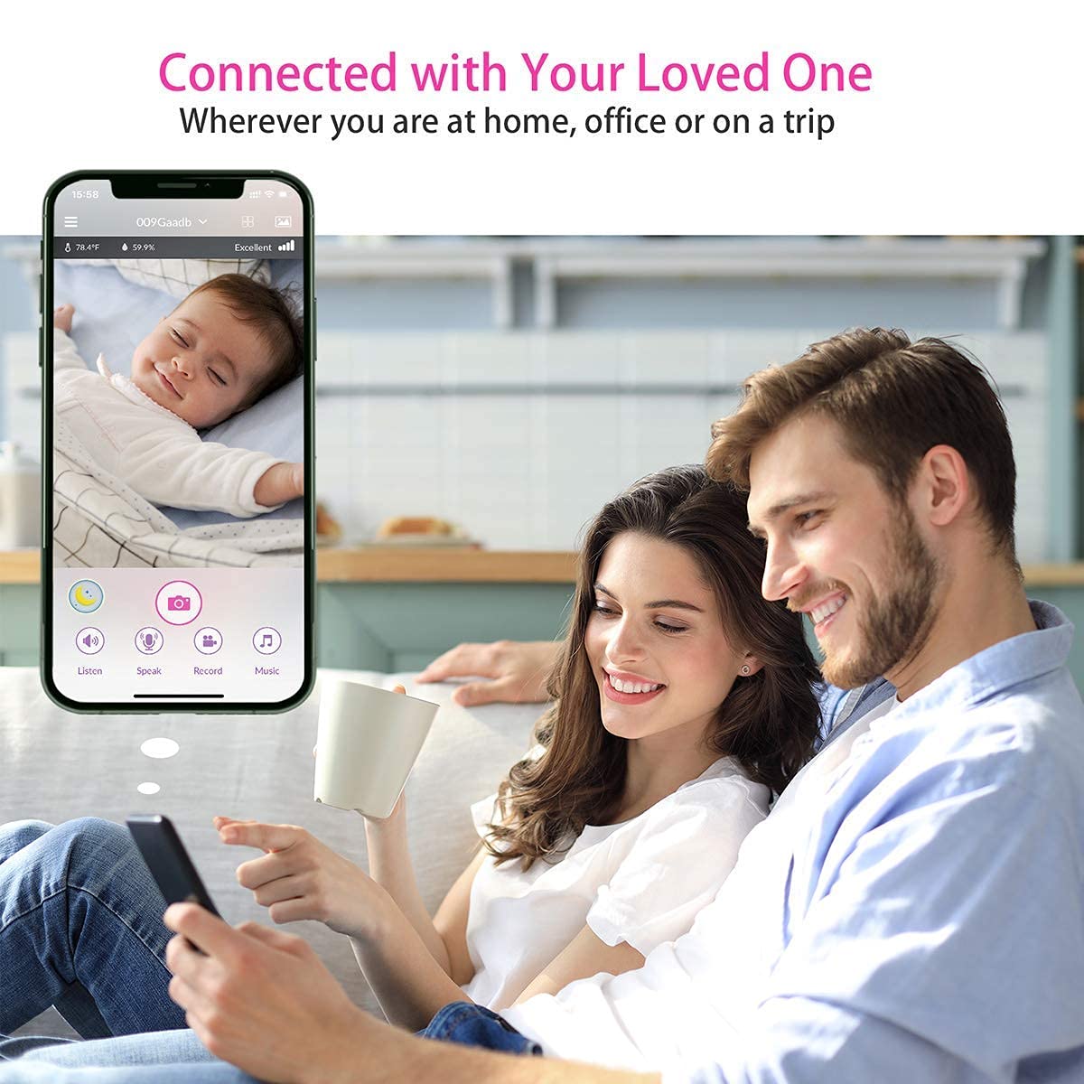 iBaby M8 pan-tilt-zoom enables wide room coverage for active sleepers.
