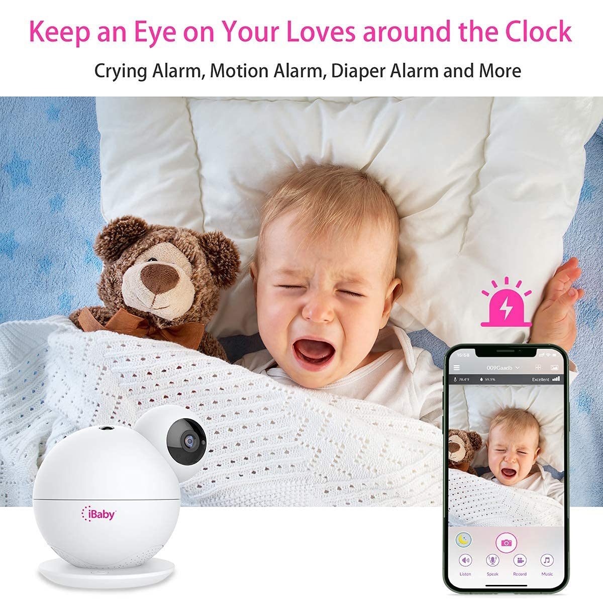 iBaby M8 temperature-humidity alerts help you monitor nursery conditions.