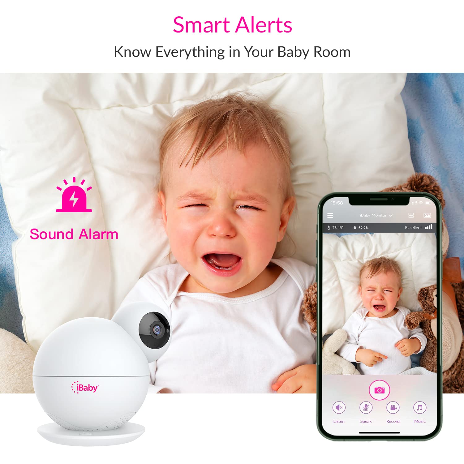 iBaby M8L sleep-tracking features help you review nap patterns.