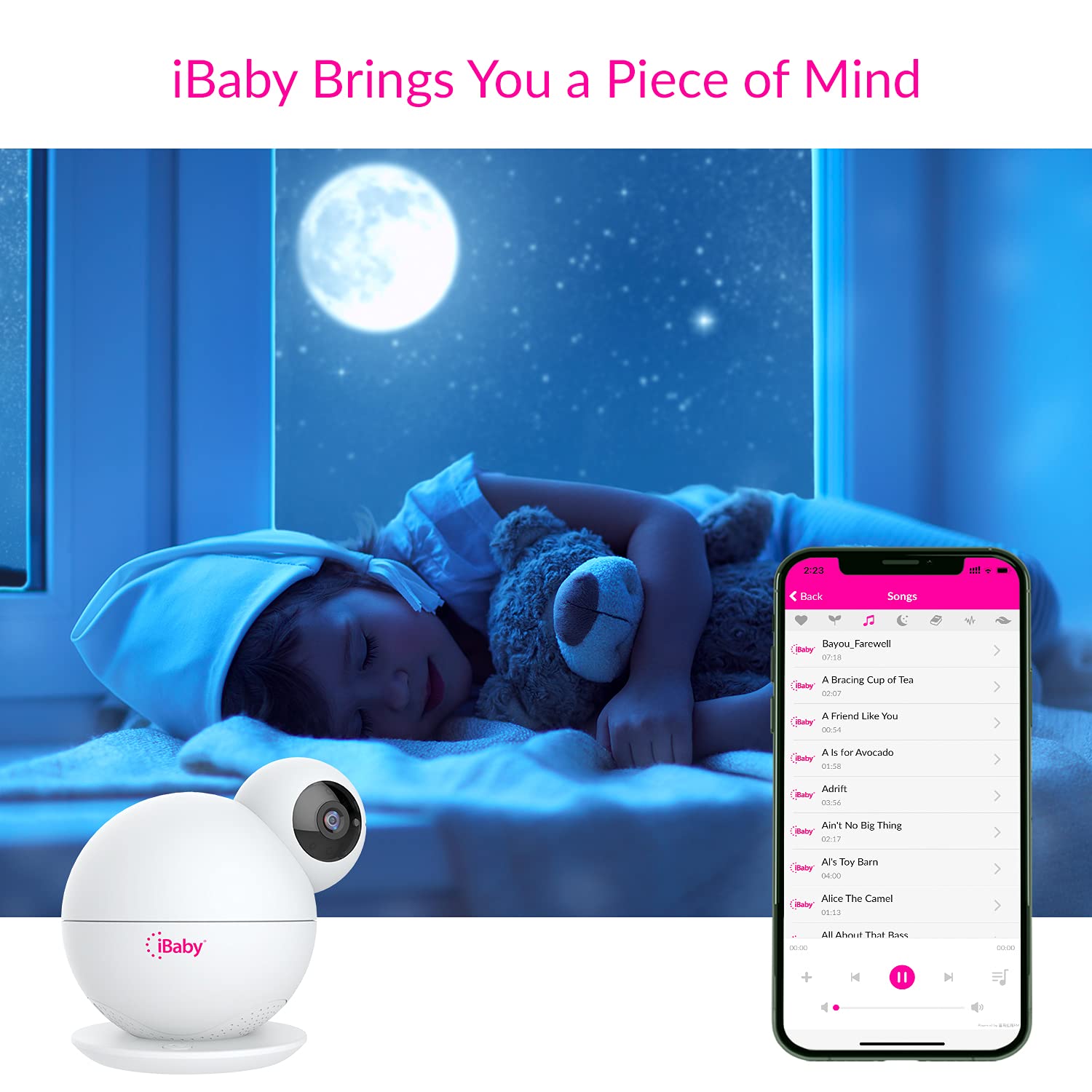 iBaby M8L multi-user app enables family viewing at any time.