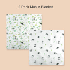 IBESTOPIA panda prints swaddle 2-pack, soft and versatile for swaddling and covers