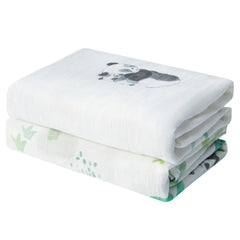 IBESTOPIA baby swaddle panda prints laid flat, showcasing breathable muslin for newborn comfort