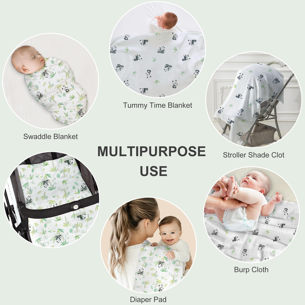 IBESTOPIA panda swaddle around a content newborn during tummy time