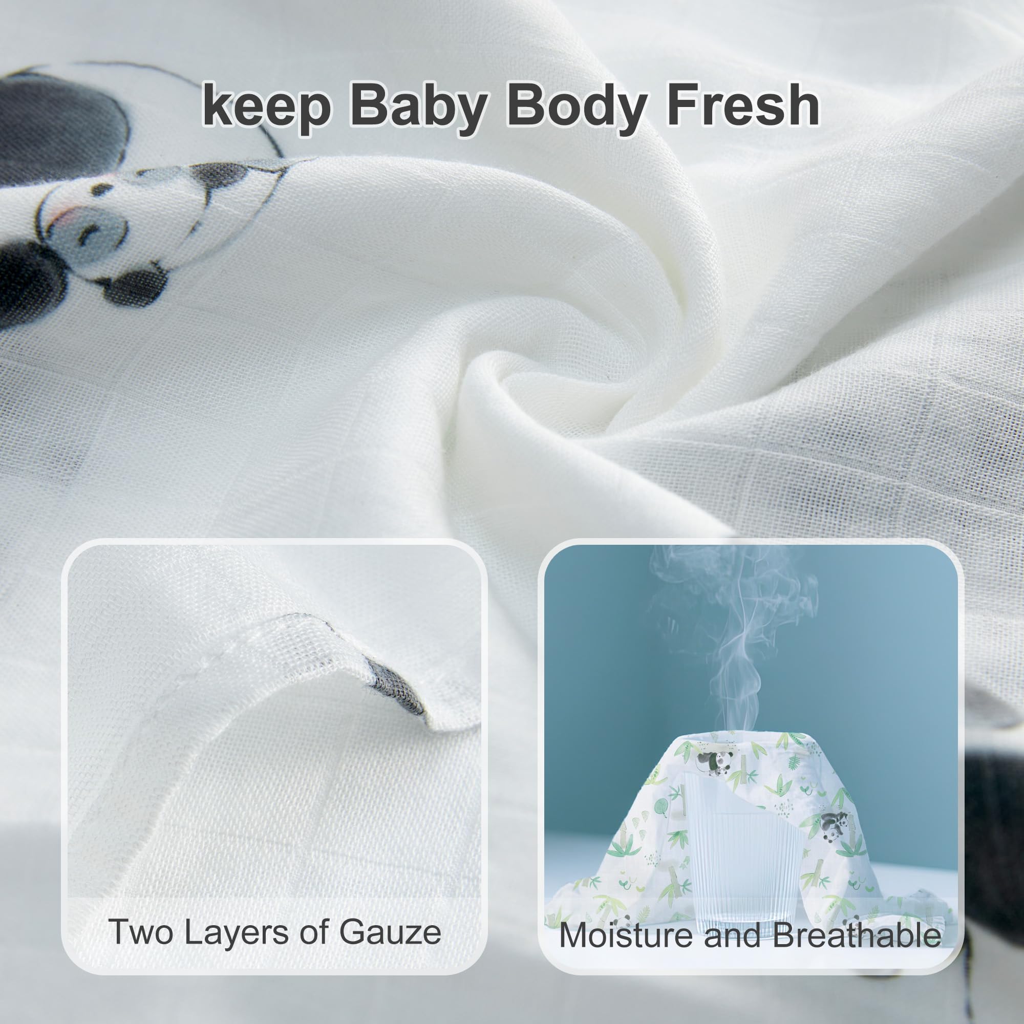 IBESTOPIA bamboo cotton swaddle texture shows silky soft breathable fabric