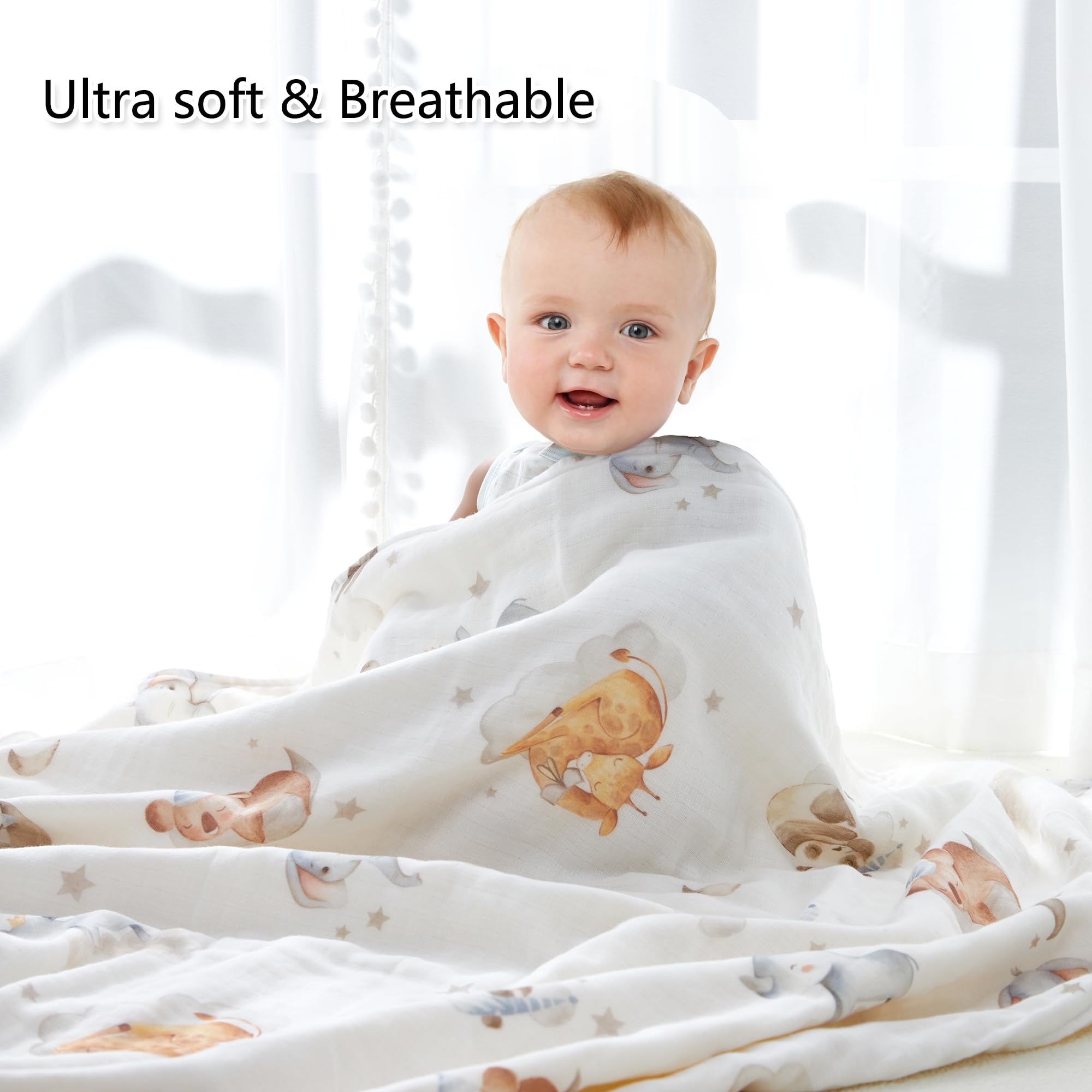 IBESTOPIA muslin swaddle fabric closeup shows soft texture and breathable comfort.