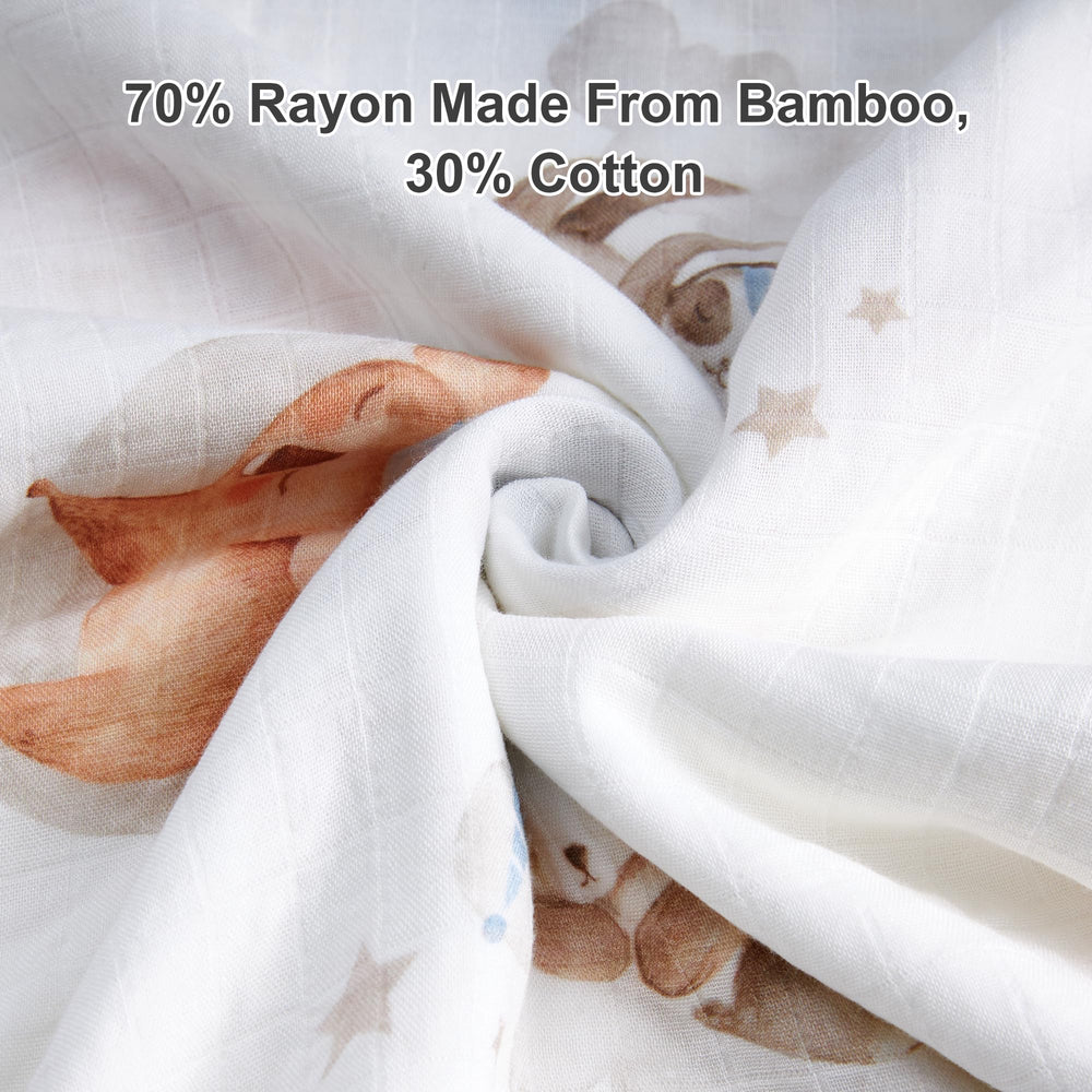 IBESTOPIA muslin swaddle unisex design fits any baby and nursery.