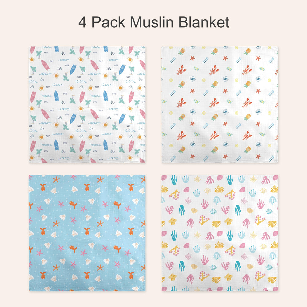 IBESTOPIA Ocean Adventure 47x47 swaddle ideal for newborn swaddling and stroller rides