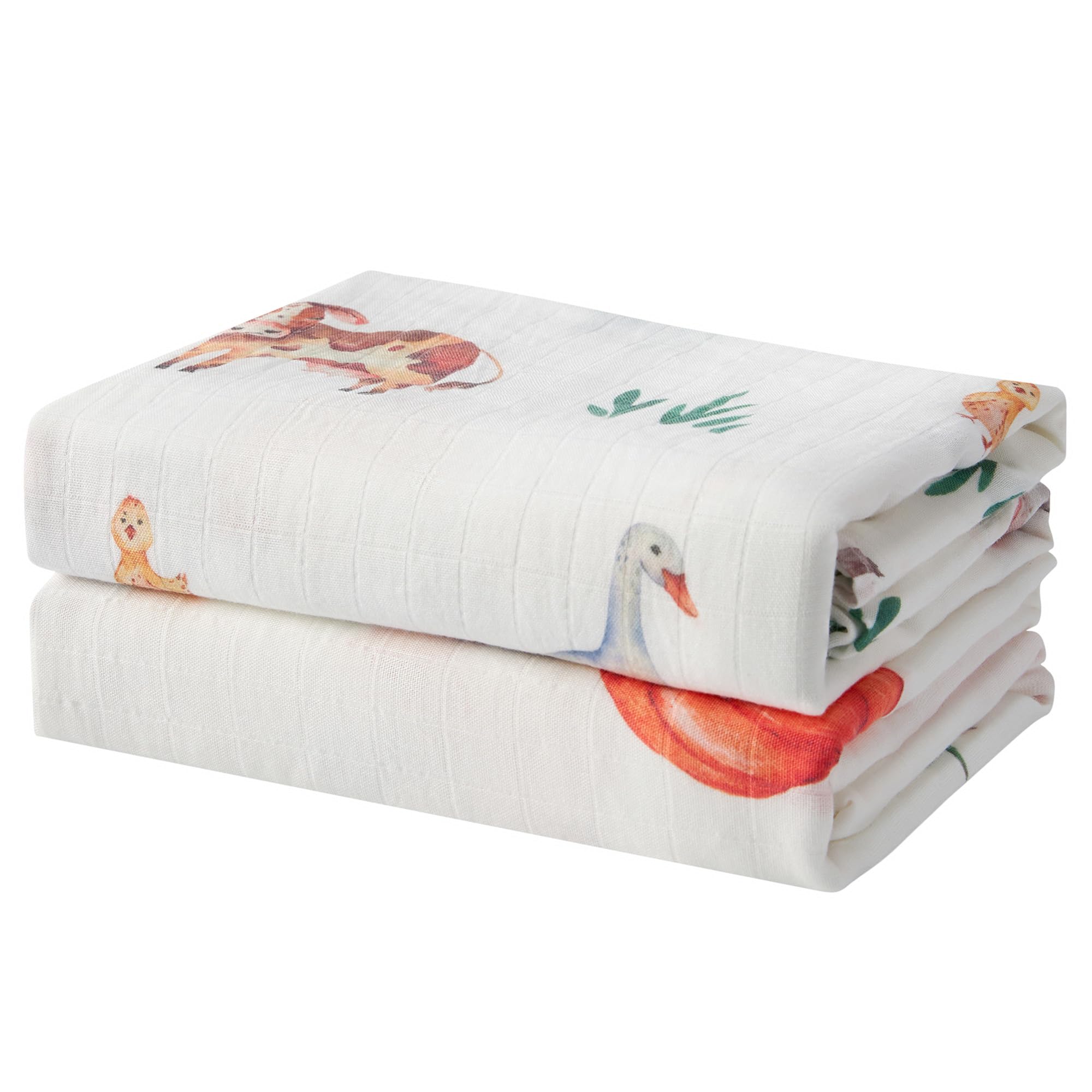 IBESTOPIA pumpkin-print swaddle blanket in a two-pack for cozy newborn cuddles.