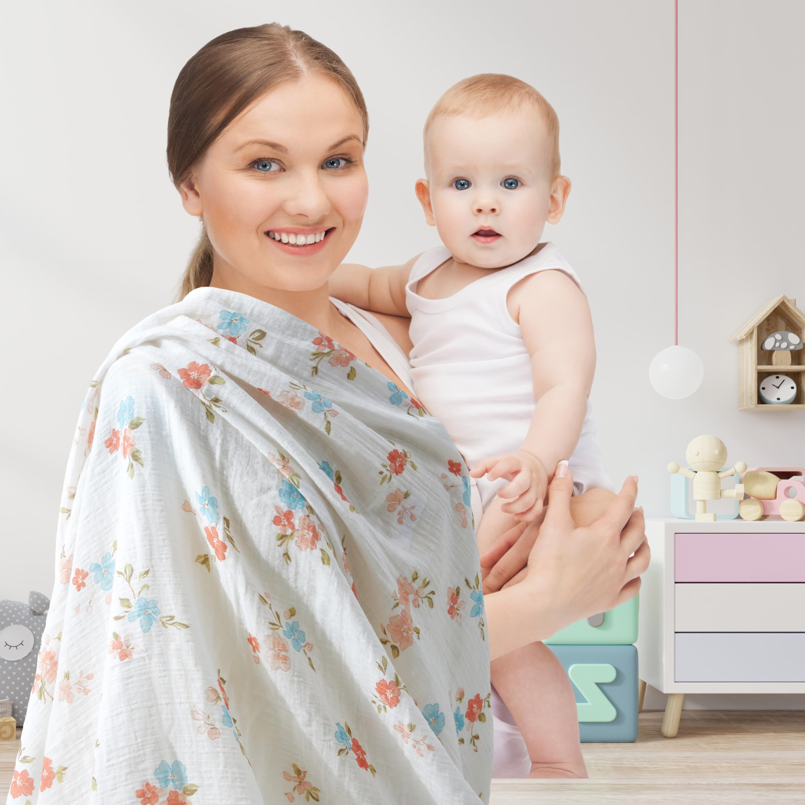 IBESTOPIA soft muslin swaddle close-up highlighting breathable fabric
