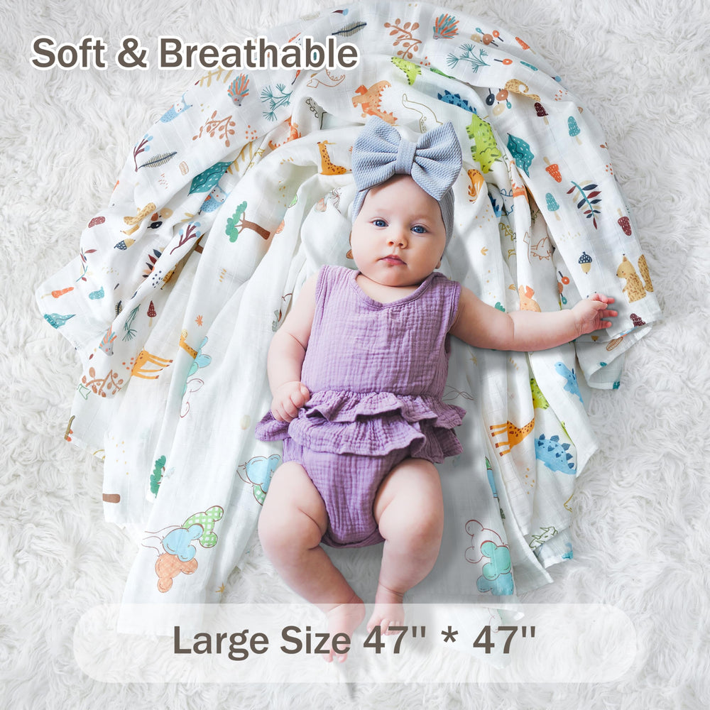 IBESTOPIA 2-pack packed for easy gifting, versatile for swaddling, nursing covers, and burp cloths.