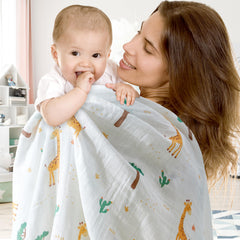 IBESTOPIA swaddle blankets folded neatly, showcasing cozy textures and prints for everyday nursery use.