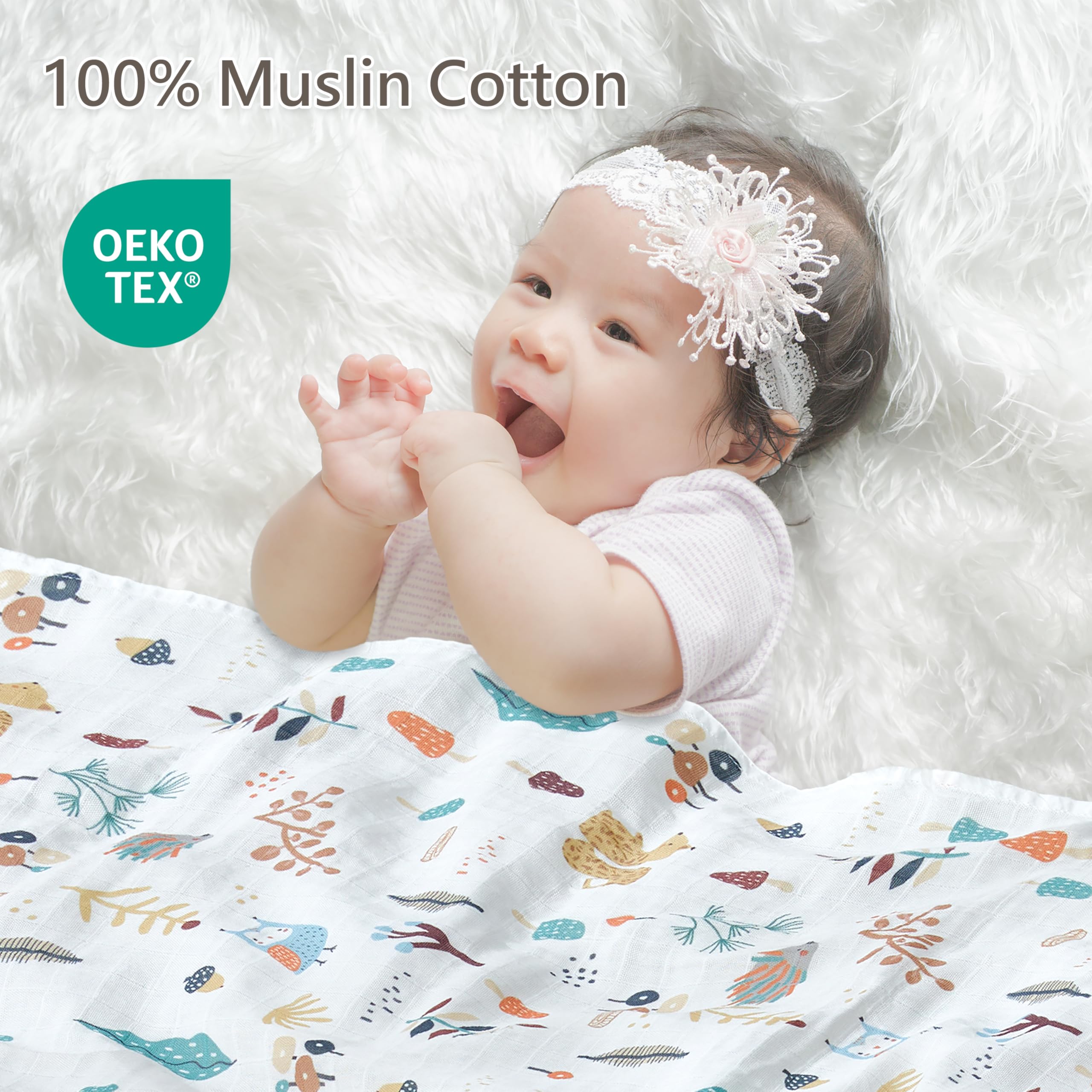 IBESTOPIA blankets show off soft texture, breathable cotton ideal for sensitive newborn skin.