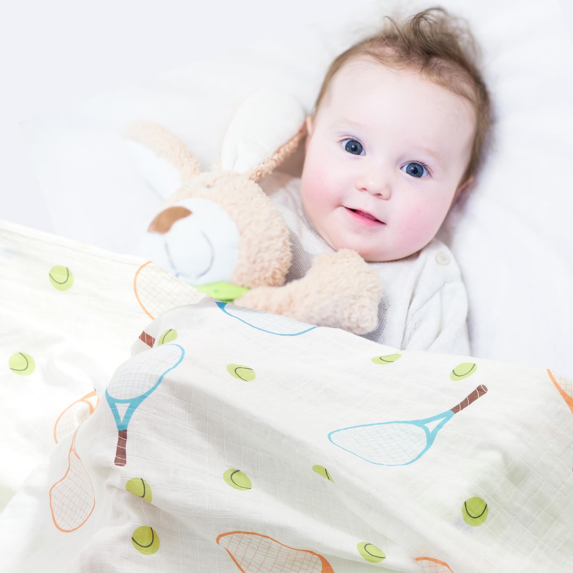 IBESTOPIA tennis swaddle pack shot—value 2-pack for effortless baby on-the-go comfort.