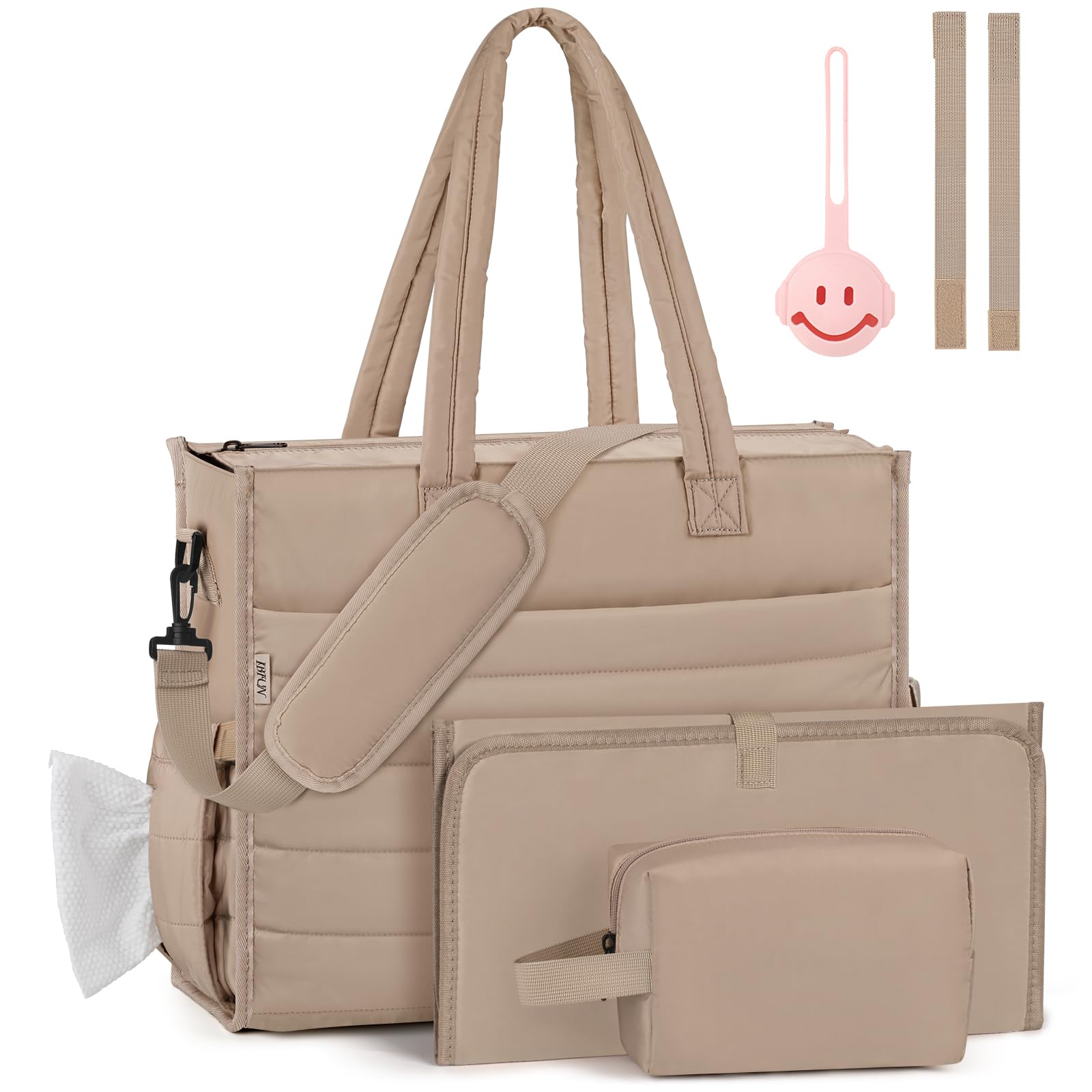 IBFUN diaper bag tote main compartment stores essentials for busy parents on the go.