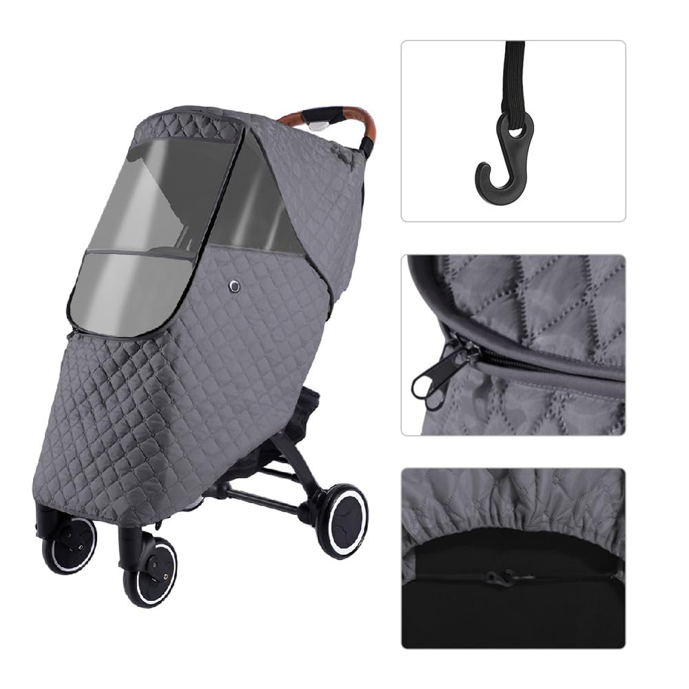 Ibluelover Winter Stroller Rain Cover storage pockets hold small essentials.