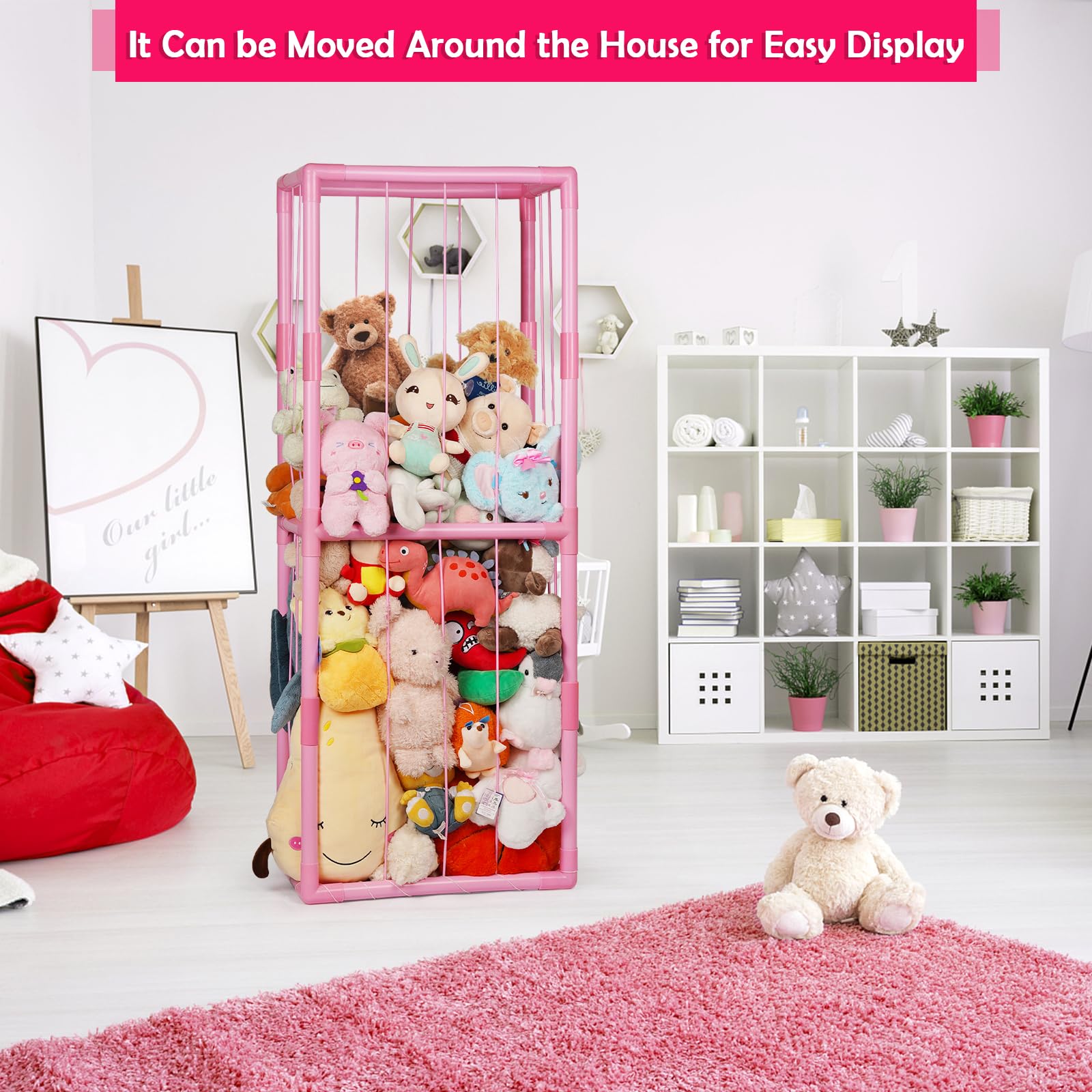Ibnotuiy plush storage organization corner-fit pink enhances room order