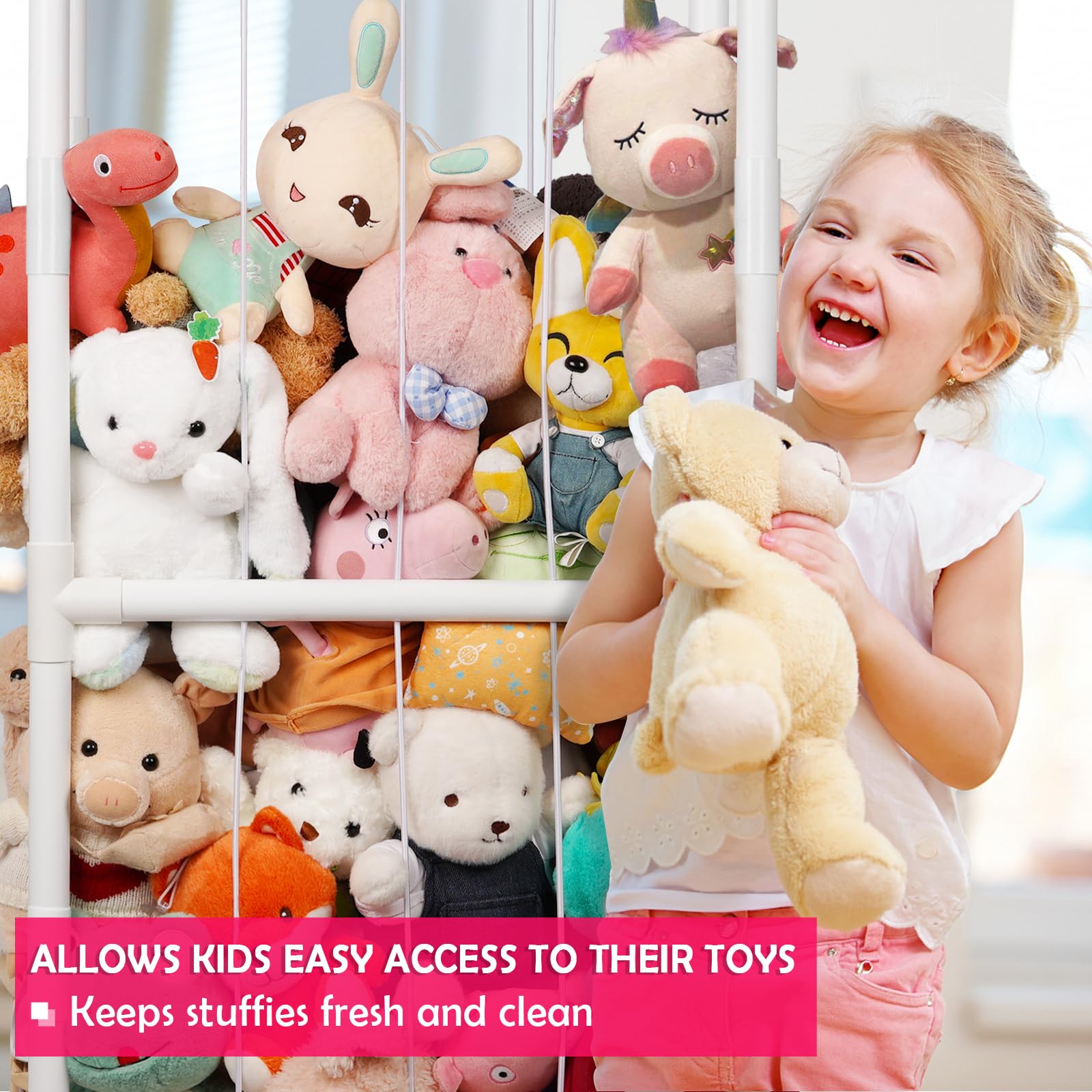 Ibnotuiy stuffed animal zoo storage 110-pound capacity supports multiple plush pals