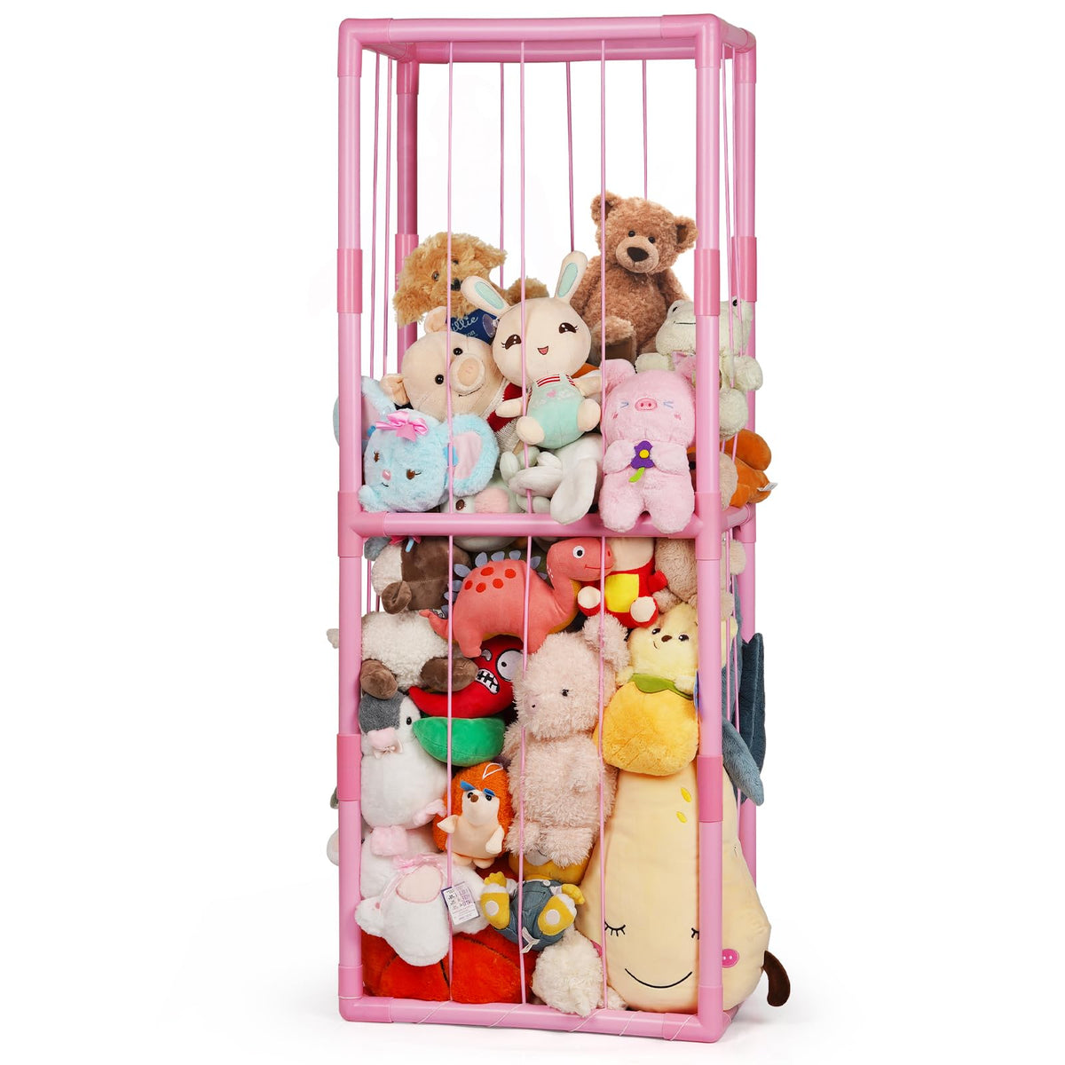 Ibnotuiy stuffed animal zoo storage front view keeps toys tidy with pink color