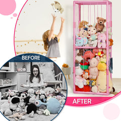 Ibnotuiy stuffed animal zoo storage inside assembly shows pre-threaded cords
