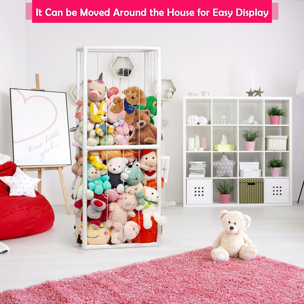 Ibnotuiy stuffed animal zoo storage PVC construction offers durable, easy-to-clean organization