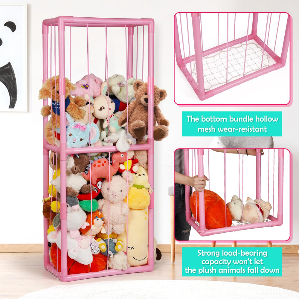 Ibnotuiy stuffed animal zoo storage side view highlights tall space-saving design