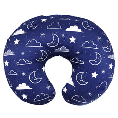 IBraFashion minky nursing pillow cover in navy with stars and clouds, soft against baby's skin