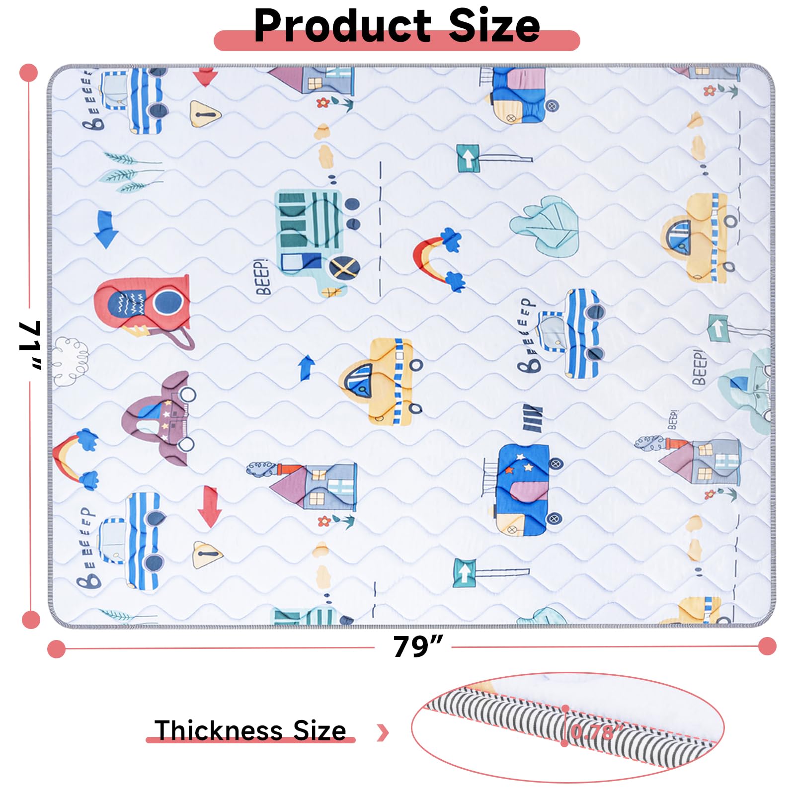 IBVIVIC baby play mat 79x71 inch offers a large cushioned surface for safe exploration.