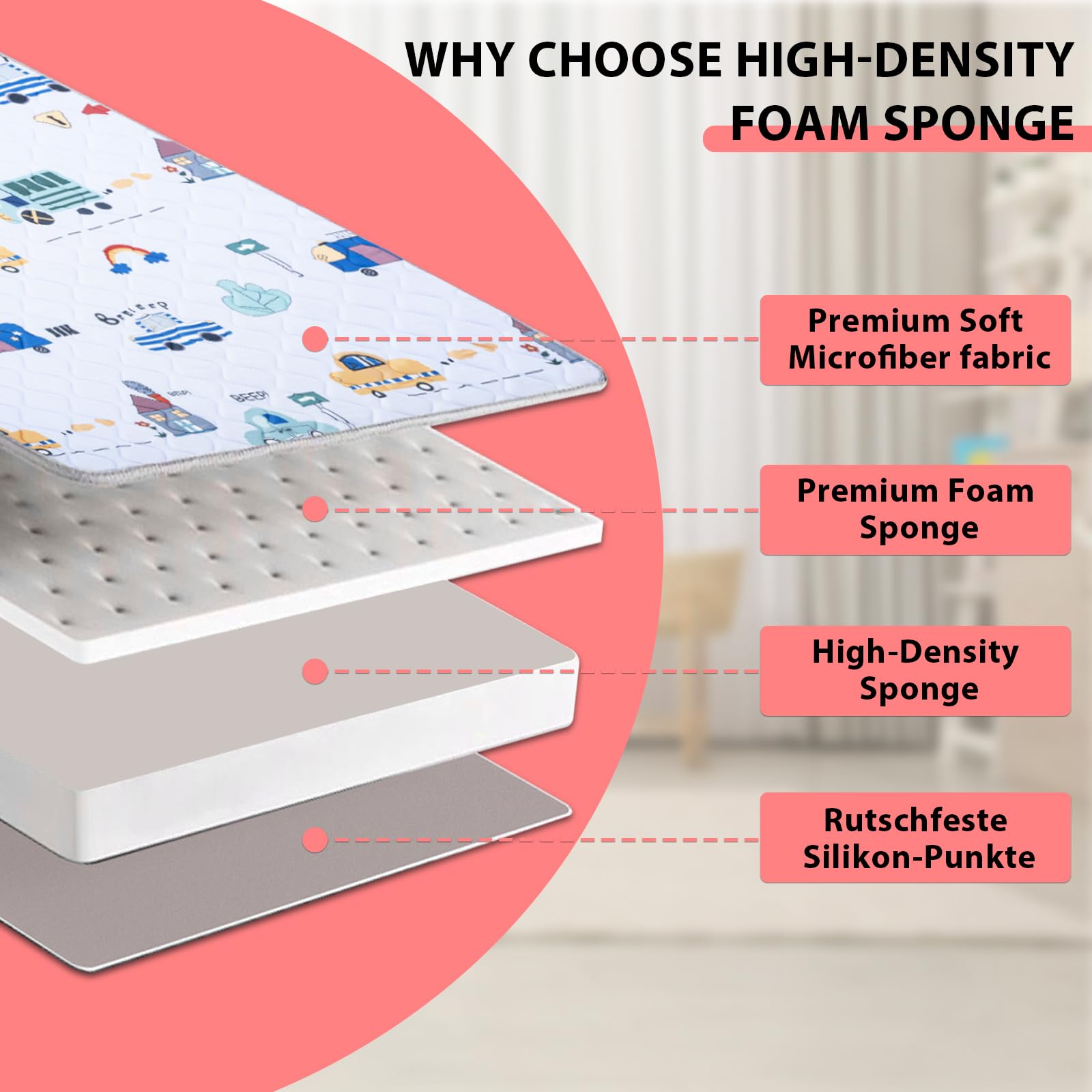 IBVIVIC baby play mat creates a family area for shared interactive play.