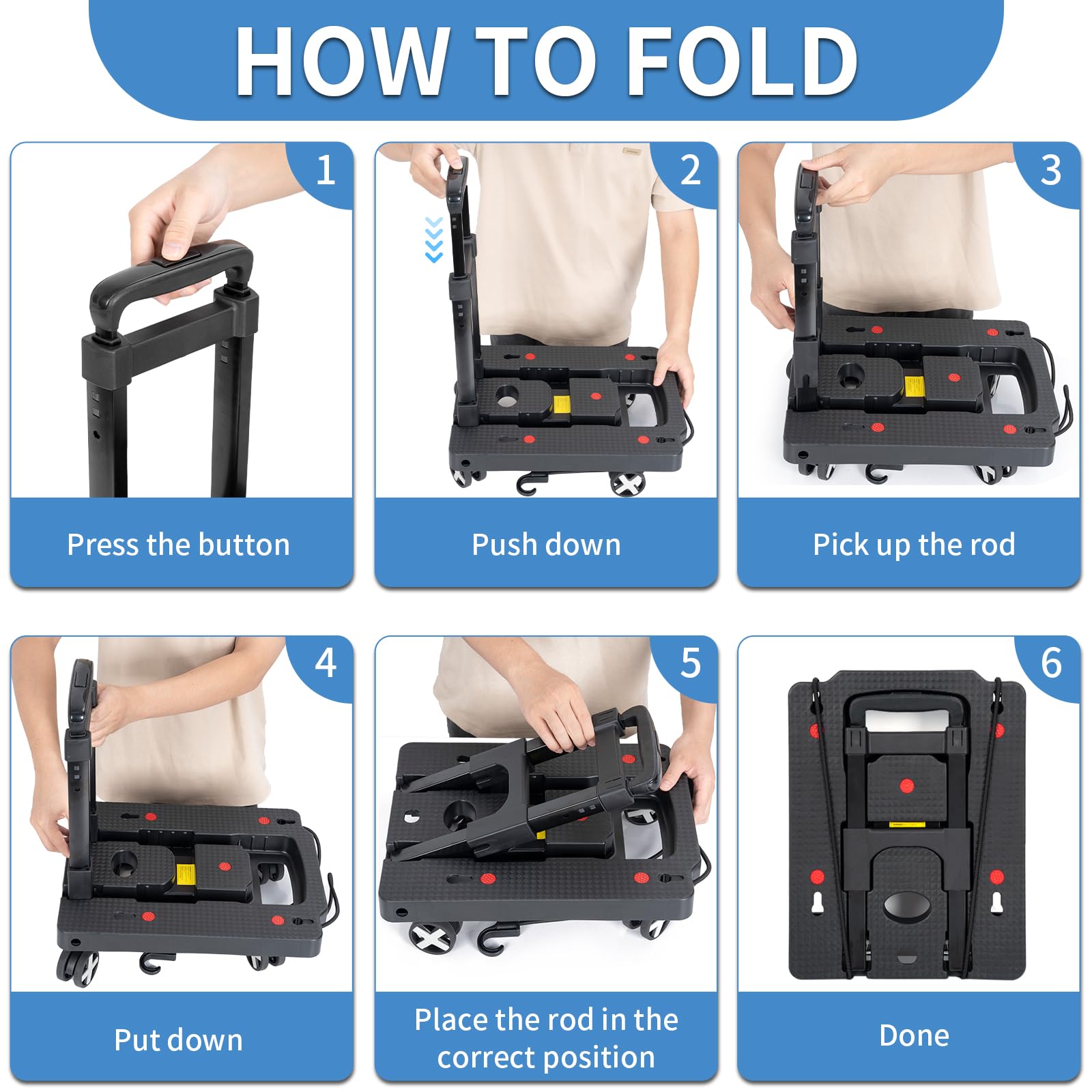 IBVIVIC travel cart doubles as a luggage carrier for groceries or bags.