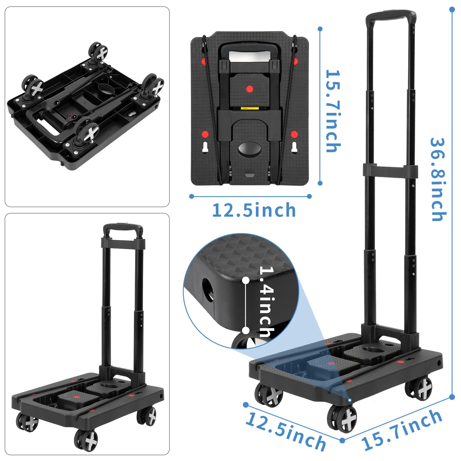 IBVIVIC car seat cart features 360° rotating wheels for smooth maneuvering in crowds.