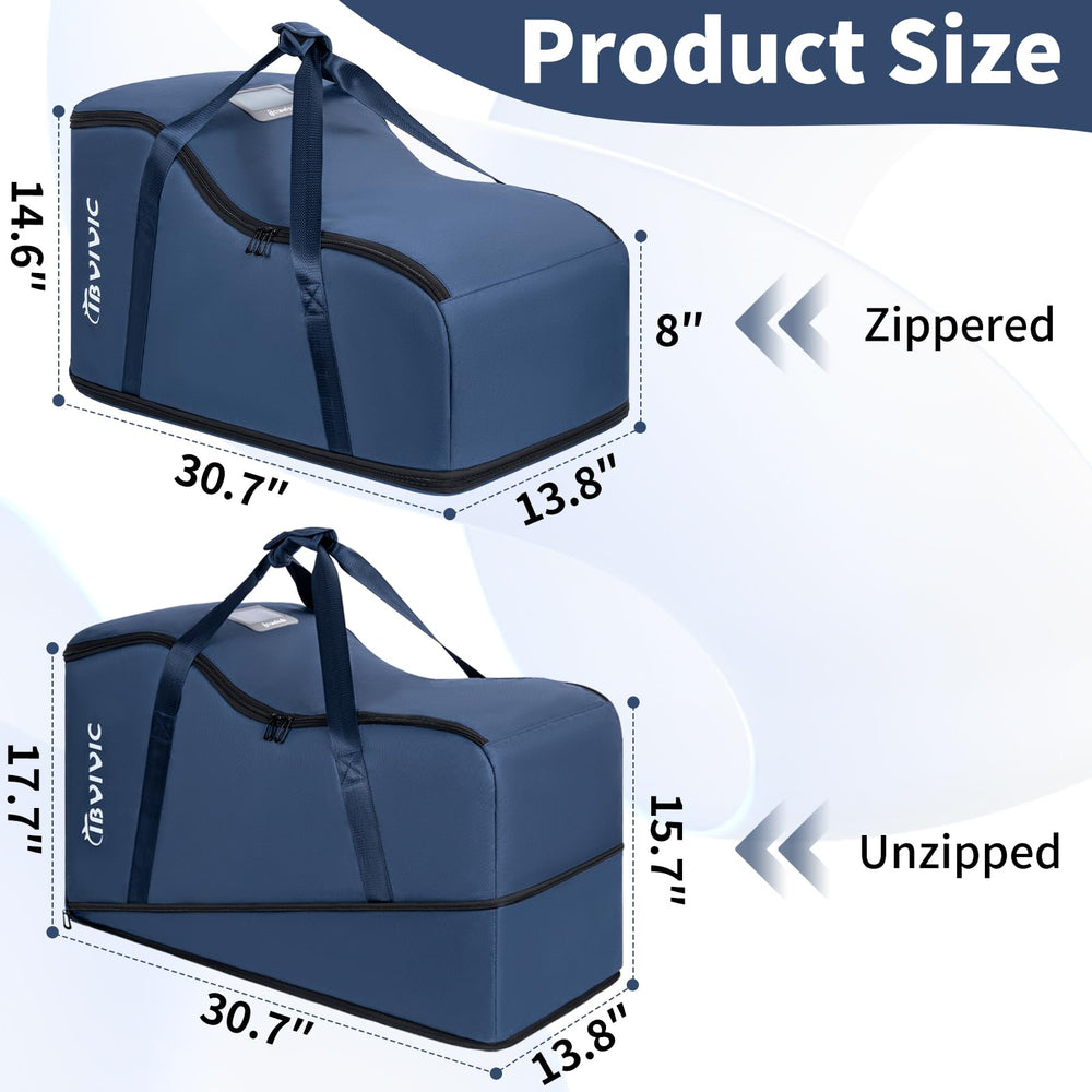 IBVIVIC car seat travel bag blue zipper-closure emphasizes secure, fully enclosed protection.