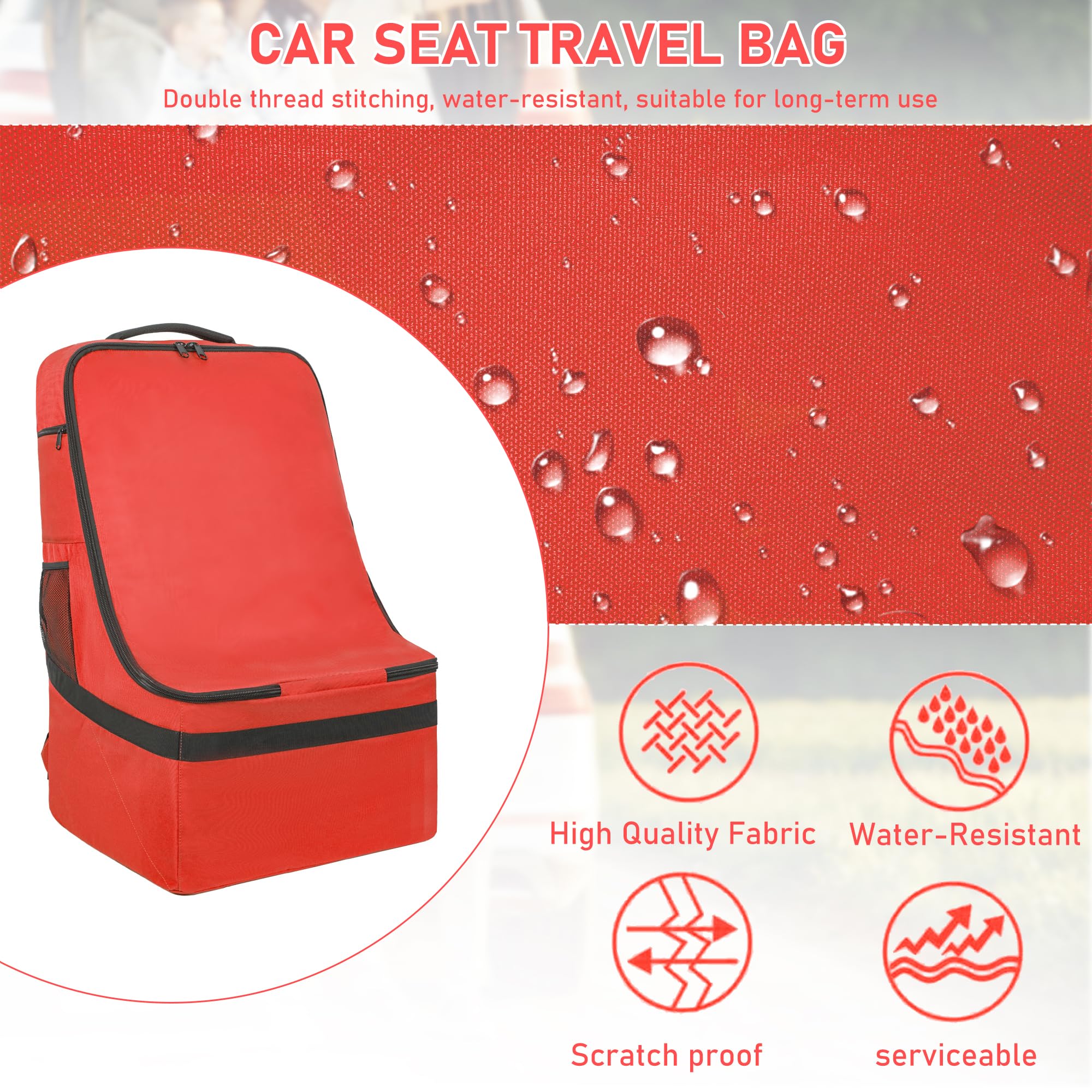 IBVIVIC padded car seat travel bag breathable back padding reduces strain during travel
