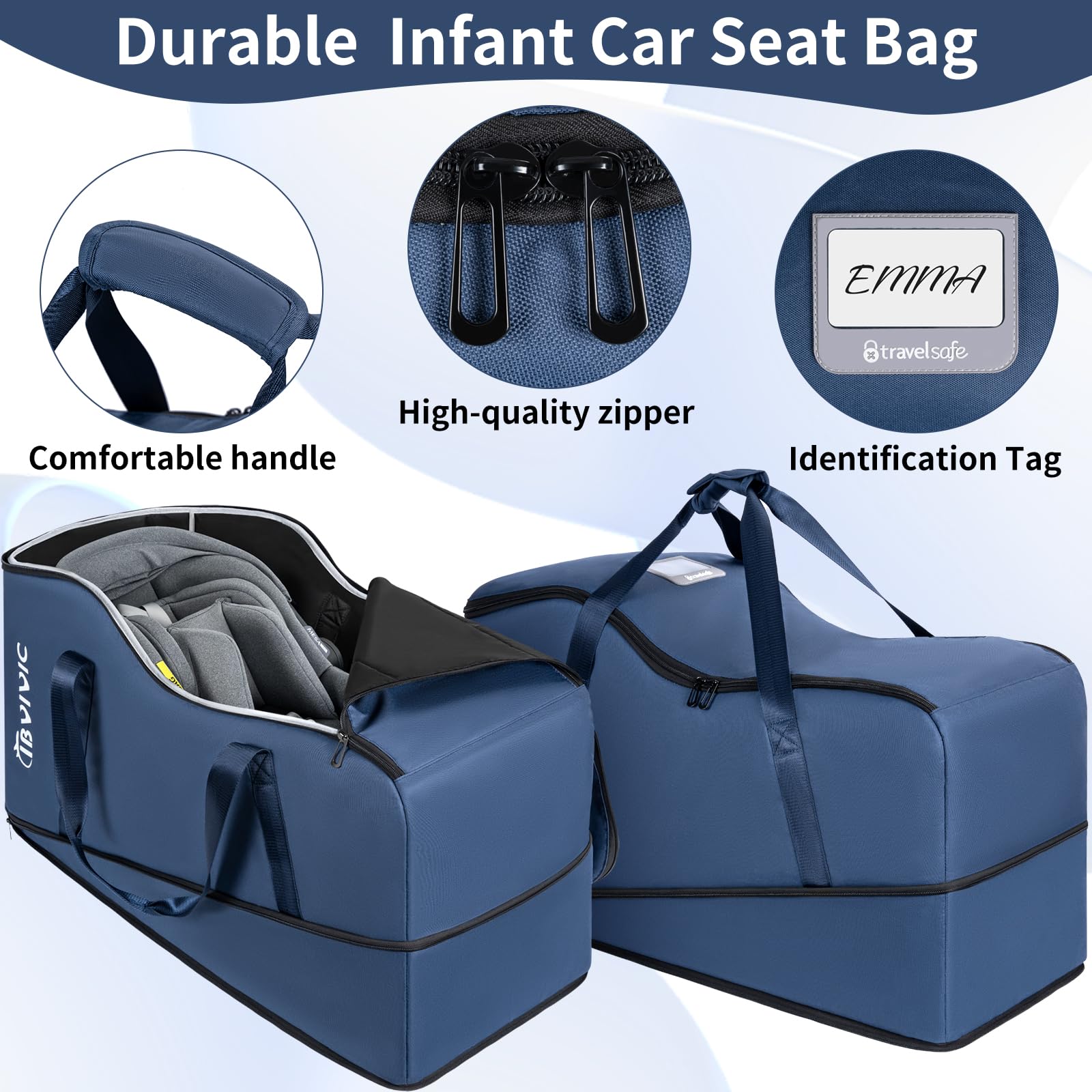 IBVIVIC car seat travel bag blue transparent frame aids quick identification.