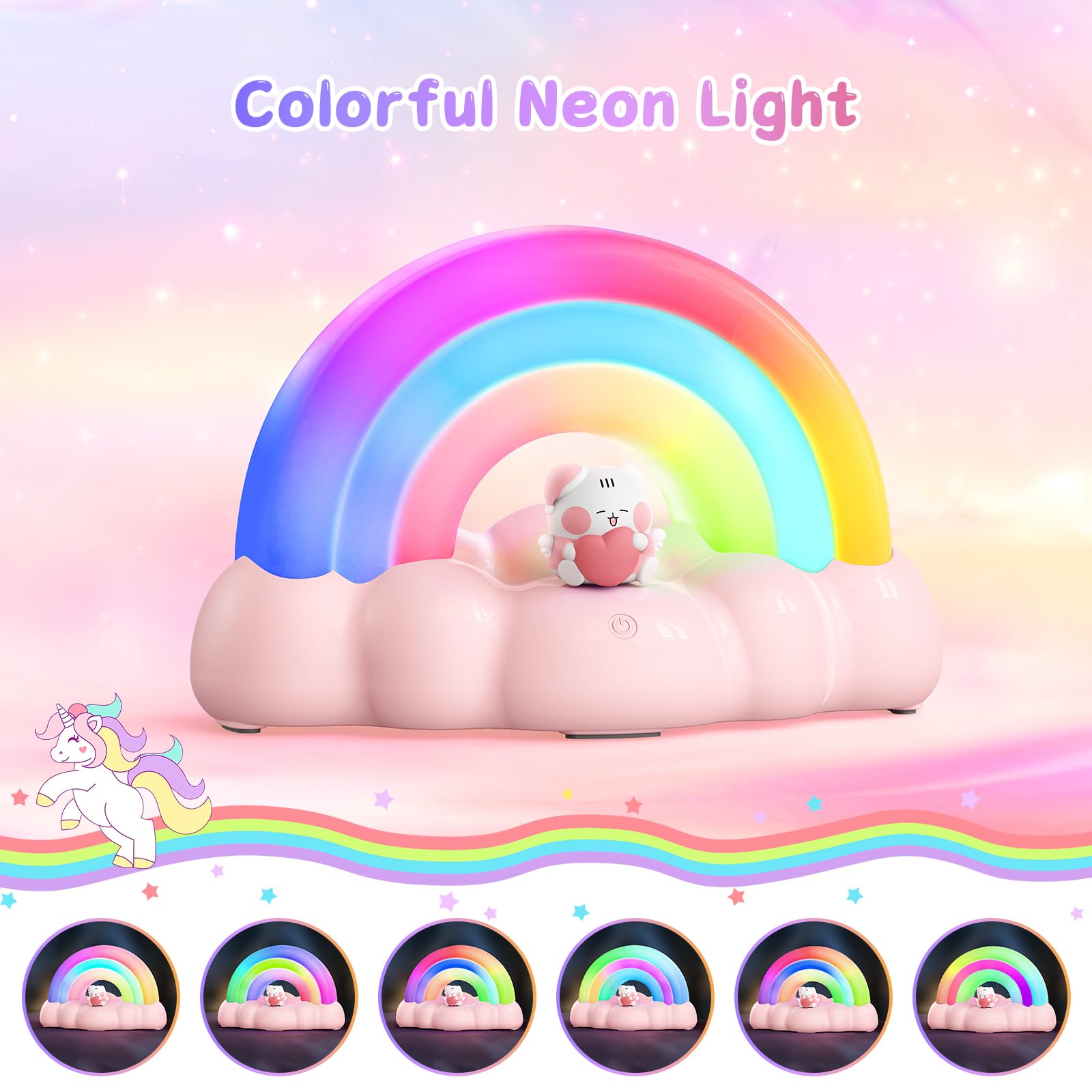 ICARER FAMILY rainbow mode glow creates playful, soothing ambience for kids