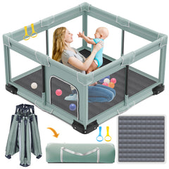 ICAREWAY foldable playpen compact folded form for travel and storage