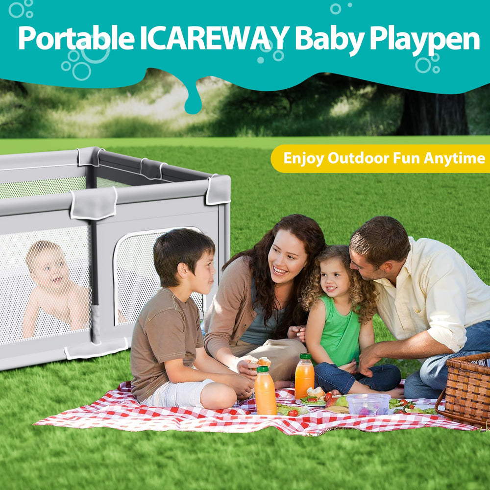 ICAREWAY removable breathable play mat provides cushioned, easy-to-clean surface for crawling and play.