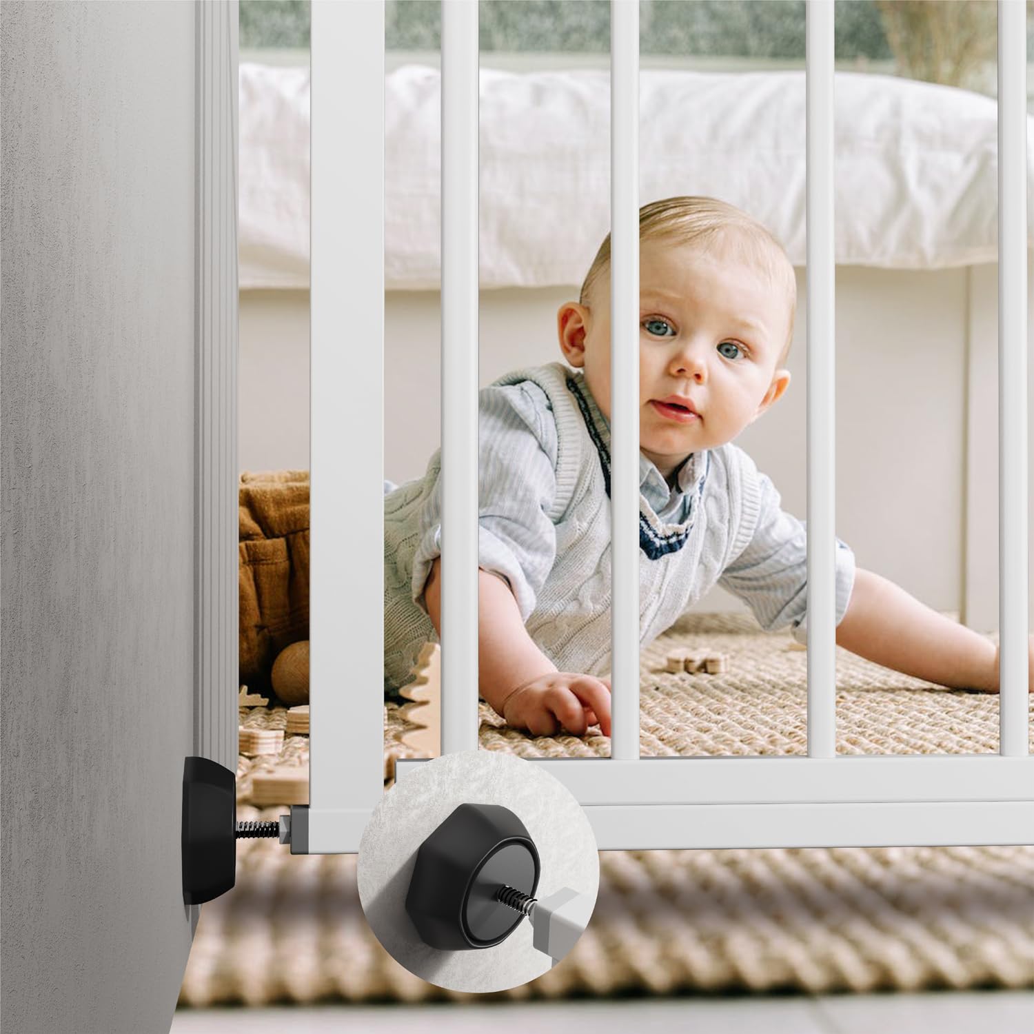 ICERO baby wall cup protector fit-dimension shows compatibility with many doorway widths